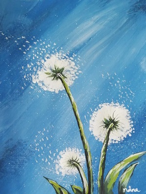 acrylic painting lesson for beginner How to Paint Dandelion Seeds